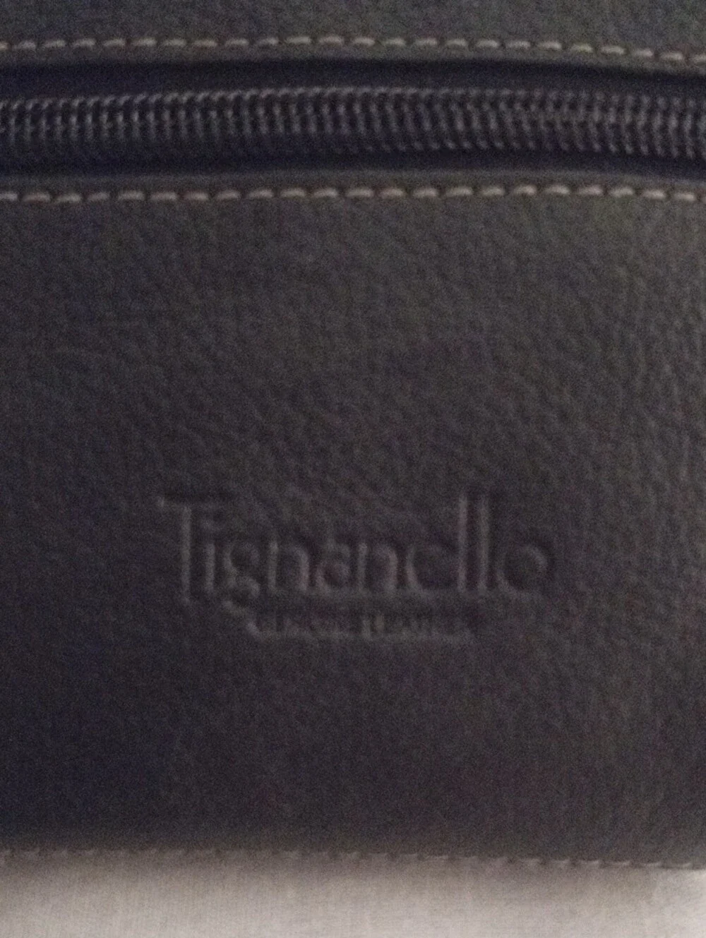 Tignanello Black Leather Zip Around Wallet with Metal Logo Plate